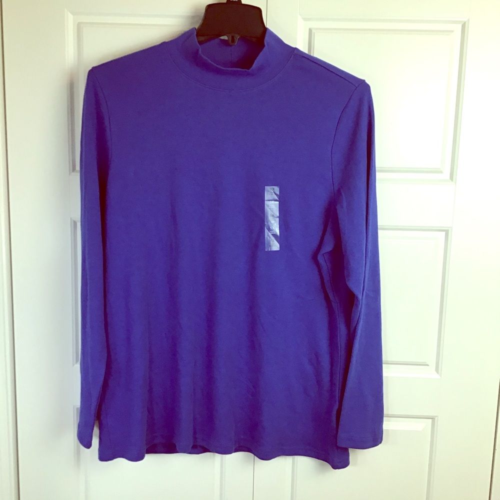 Karen Scott Long Sleeve Cotton Ultra Blue Top.NWT